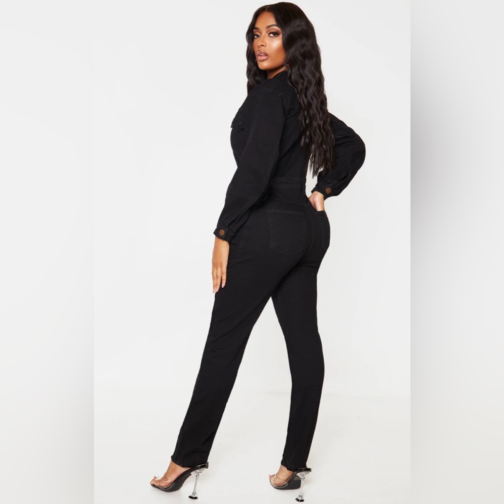 Shape Black Denim Zip Front Jumpsuit - Picture 2 of 5